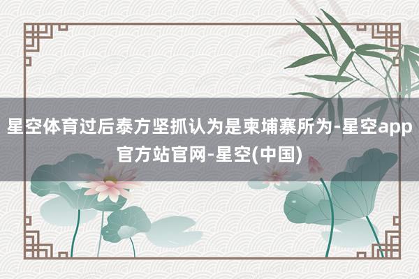 星空体育过后泰方坚抓认为是柬埔寨所为-星空app官方站官网-星空(中国)