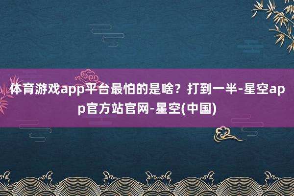 体育游戏app平台最怕的是啥？打到一半-星空app官方站官网-星空(中国)