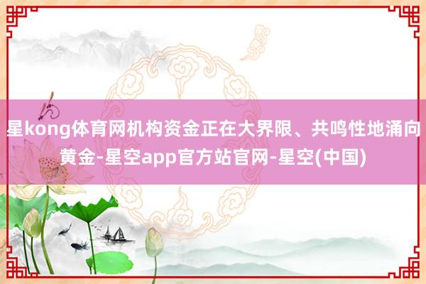 星kong体育网机构资金正在大界限、共鸣性地涌向黄金-星空app官方站官网-星空(中国)